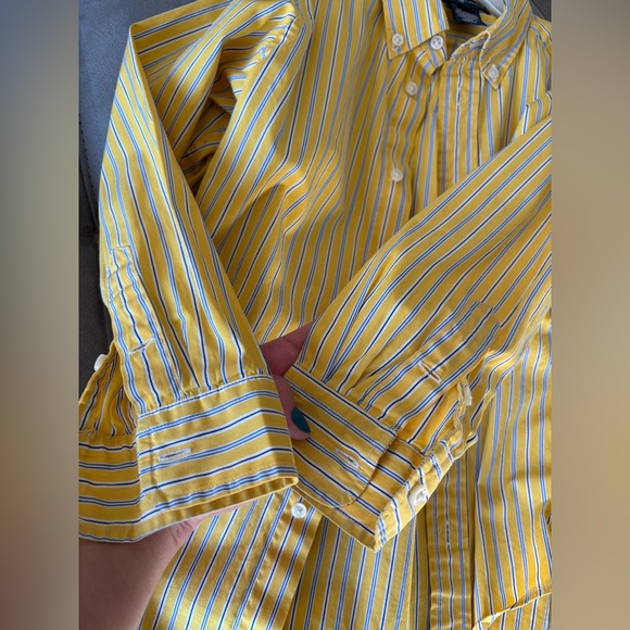 Ralph Lauren Shirt Boys Yellow Striped Long Sleeve Button Classic Size 6 Cotton - Picture 5 of 10